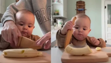 Μωρό μαθαίνει να χρησιμοποιεί μαχαίρι και αυτό που κάνει στο τέλος είναι… επικό!